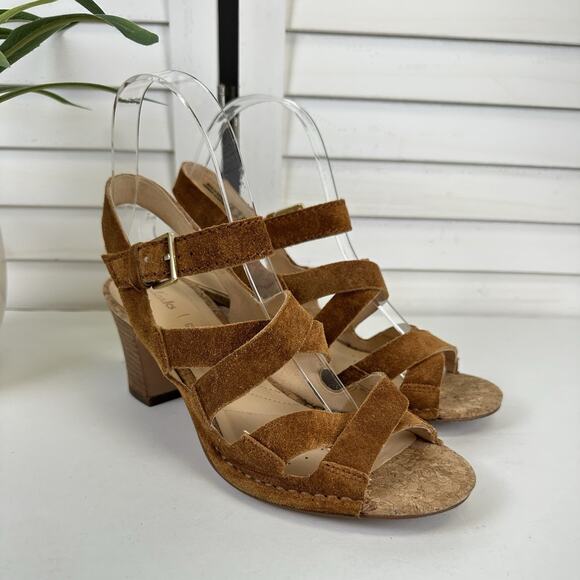 Clarks Cushion Plus Brown Spiced Ava Strappy Sandals Block Heel Shoe Size 7 M - Picture 2 of 9